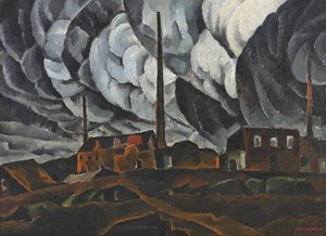 Krajina s tovární budovou, počátek 20. let 20. století. od Ignati Ignatyevich Nivinsky