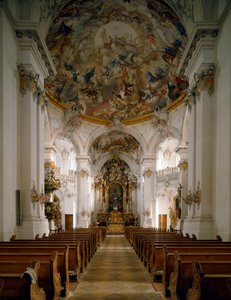 Vnitřní pohled na opatství San Marino a San Anianus (Marinus a Anianus) od architekta Ignaze Guenthera (1725-1775) od Ignaz  Gunther