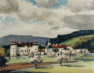 Zámek Weinzierl poblíž Wieselburgu, kolem roku 1909 (akvarel na papíře) od Igo Potsch