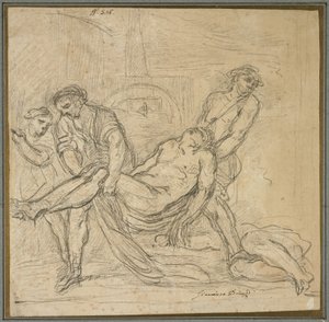 Svatý Abdon a svatý Sennen pohřbí křesťanské mučedníky, 1653-1657 od Il and Brueghel, Abraham Borgognone