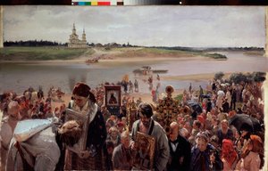 velikonoční průvod. Obraz Illarion Michajlovič Pryanishnikov (1840-1894), olej na plátně od Illarion Mikhailovich Pryanishnikov