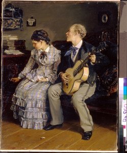 Nelítostná romantika. (Nelítostná romance). Obraz Ilarion Michajlovič Pryanishnikov (1840-1894), olej na plátně