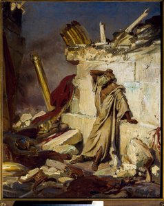 ""Jeremie truchlí nad zničením Jeruzaléma"" Obraz Ilji Jefimoviče Repina (Ilia Repin) (1844-1930) 1870, Rozměr 91,3 x 75 cm Státní Treťjakovská galerie, Moskva od Ilya Efimovich Repin