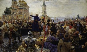 Kouzma (Kuzma) Minin (zemřel 1616) volá lid Nižního Novgorodu v roce 1611 (Pozvedl moskevský lid proti Polákům) (Minin apeluje na lid Nižního Novgorodu v roce 1611) - Obraz Ilji Jefimoviče Repina (1844-1930) ), olej na plátně od Ilya Efimovich Repin
