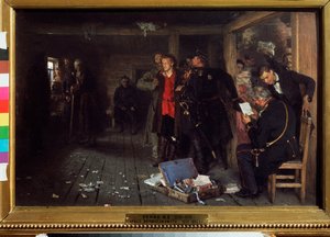Zatčení propagandisty. Obraz Ilja Repin (Ilia Repin) (1844-1930), olej na dřevě od Ilya Efimovich Repin