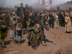 NÁBOŽENSKÝ PRŮVOD V PROVINCI KURSK (detail) od Ilya Efimovich Repin