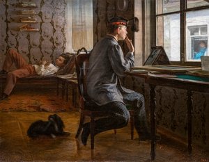 STUDENTI PŘIPRAVUJÍCÍ NA ZKOUŠKU od Ilya Efimovich Repin
