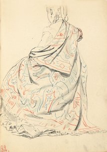 Studie pro "Pařížská kavárna": Šaty sedící ženy zezadu, asi 1872-1875 od Ilya Efimovich Repin