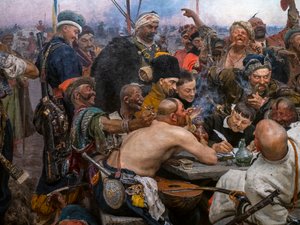 ZÁPOROŽSKÉ KOZÁKY PÍSAJÍ DOPIS TURECKÉMU SULtánovi od Ilya Efimovich Repin