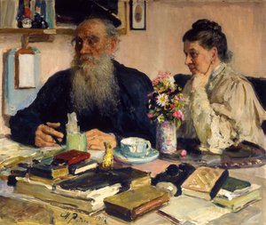 „Autor Leo Tolstoy se svou ženou v Yasnaya Polyana“, 1907. od Ilya Efimovich Repin
