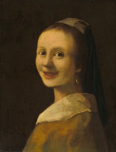 Usmívající se dívka od Imitator of Johannes Vermeer