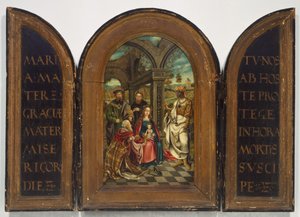 Klanění tří králů, pravděpodobně sedmnácté století. od Imitator of Netherlandish
