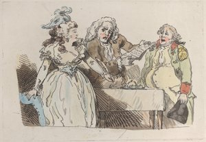 Dědička mladé ženy se připravuje k podpisu dokumentu, 1780-1800., 1780-1800. od Imitator of Thomas Rowlandson.