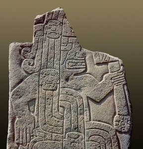 Civilizace Inků: reliéf představující válečníka (kámen)