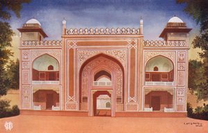 Agra: Brána Etmadudowlova mauzolea (barevné foto) od Indian photographer