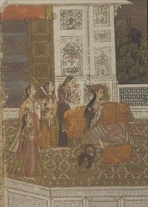 51.226 Portrét princezny užívající si hudbu, Krishnagar, Západní Bengálsko od Indian School