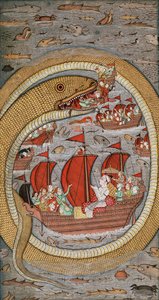 Obludný had požírající královskou flotilu, c.1670-1690 od Indian School