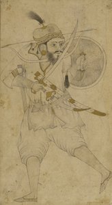 Tatarský voják, Ahmadnagar, náhorní plošina Deccan (inkoust a jemný odstín na papíře) od Indian School