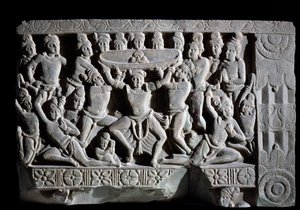 Klanění turbanu (fragment reliéfu, 225-325) od Indian School