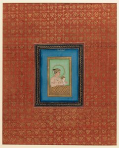 Akbar a jeden z jeho synů nebo vnuků, 1875-1900 (neprůhledné wc a zlato na papíře) od Indian School