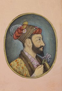 Aurangzeb Bahadur drží duhovku, cca 1650 (neprůhledné wc a zlato na papíře) od Indian School