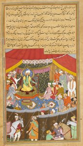 Bayazid I přivedl před Timura v roce 1402, ilustrace z 