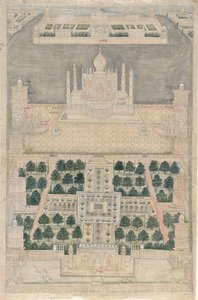 Pohled z ptačí perspektivy na Tádž Mahal v Ágře, 1790-1810 od Indian School