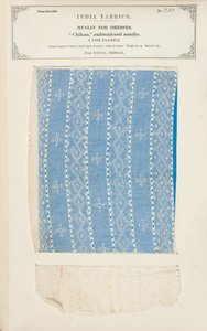 Vzorek čikanského vyšívaného mušelínu z Daccy v Bengálsku, ze sbírky The Collection of the Textile Manufacturers of India od Johna Forbese Watsona, vydané v roce 1866. od Indian School