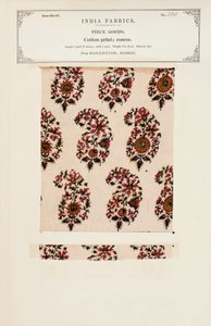 Vzorek hrubého bavlněného tisku z Masulipatamu v Madrásu, ze sbírky The Collection of the Textile Manufacturers of India od Johna Forbese Watsona, vydané v roce 1866. od Indian School
