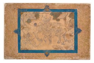 Composite Elephant and Other Creatures, cca 1600 (neprůhledné wc a zlato na papíře) od Indian School
