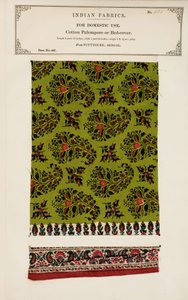 Vzorek bavlněného palempore nebo lůžkovin z Futtygurghu v Bengálsku, ze sbírky The Collection of the Textile Manufacturers of India od Johna Forbese Watsona, vydané v roce 1866. od Indian School