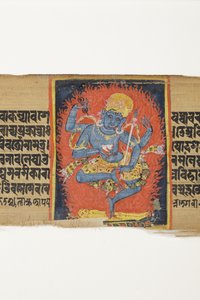 Tančící Heruka, cca 1150-1200 (neprůhledné wc a inkoust na palmovém listu) od Indian School
