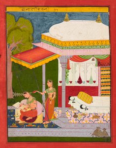 Dhanasri Ragini, folio z Ragamaly, kolem roku 1680 od Indian School