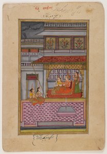 Dipaka Raga, stránka z rozptýlené série Ragamala, cca 1800 (wc a zlato na papíře) od Indian School