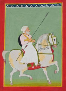 Jezdecký portrét Durgadas Rathore, kolem roku 1800 od Indian School