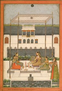 Večerní párty v zahradě Mughalského paláce, Lucknow nebo Murshidabad, Západní Bengálsko, 1760 od Indian School
