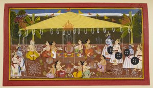 Postavy pod žlutým baldachýnem od Indian School