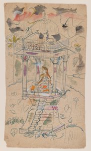 Gaunsmalar of Ganda Malhara Ragini, kolem roku 1850 (inkoust a barva na papíře) od Indian School