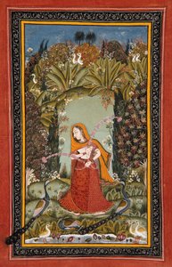 Gauri Ragini z Malkos, kolem roku 1770 (neprůhledná toaleta na papíře) od Indian School