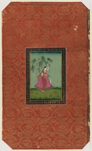 Dívka s jelenem, 1875-1900 (neprůhledné wc a zlato na papíře) od Indian School