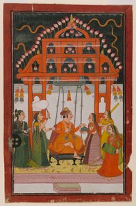 Hindola Raga, stránka z rozptýlené série Ragamala, cca 1830 (wc a metalické barvy na papíře) od Indian School