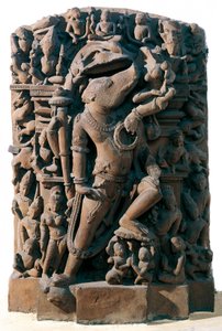 Indické umění: hinduistický božský Višnu v podobě kance. Z Khajuraho, Indie. Chandela období od Indian School