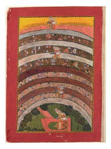 Putování neznámými zeměmi, z cest Krišny v jeho voze, kolem roku 1750 (neprůhledné wc, zlato a stříbro na papíře) od Indian School
