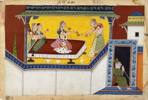 Kaikeyi, druhá královna krále Dasaratha, Odměňování hrbaté služebnice Manthara, kolem 1690-1700 od Indian School