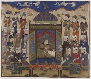 Khusraw Parviz sedící na Takht-i Taqdis, kolem 1425-50 od Indian School