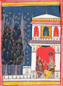 Krišna a dáma v pavilonu, c.1660 od Indian School