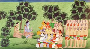 Lakshmana radí se s hlavami opičích armád z Rámájany od Indian School