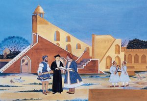 Obraz mahárádži Sawai Jai Singha II, Jantar Mantar, Džajpur, Rádžasthán, Indie (akvarel na papíře) od Indian School