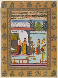 Malkosa Raga, stránka z rozptýlené série Ragamala, cca 1700-10 (wc, zlato a stříbro na papíře) od Indian School