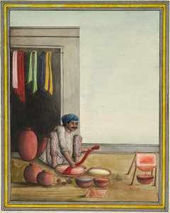 Muž barvící látku, počátek 30. let 19. století (tuš a barva na papíře) od Indian School